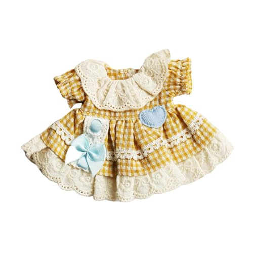 ＡＷＨＡＯ Plüschbär Puppenkleid, Kleidung, Foto Requisiten, Modische DIY Kostüme, Pädagogische, Gefüllte Puppenkleidung, Zum Verkleiden für 4,72 Zoll Puppen, Gelbes Gitter von ＡＷＨＡＯ