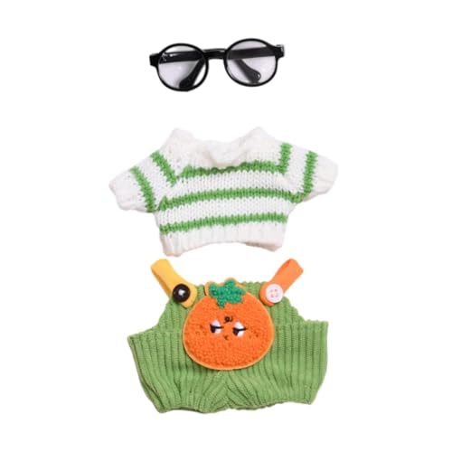 ＡＷＨＡＯ Plüschfigur Pullover Und Hosenträger Overall Outfit. Machen Sie Ihre Eigenen Puppen für 6,69 Zoll Puppen, Brille mit Schwarzem Rahmen von ＡＷＨＡＯ