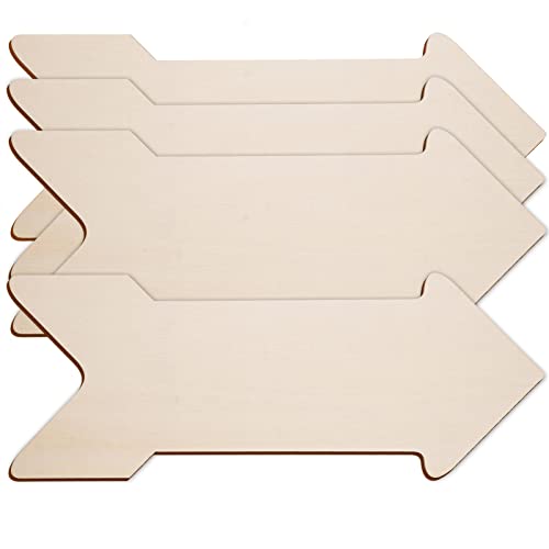 4 Stück Holzpfeilform Ausschnitte unlackierter Pfeil Holzschild Blankopfeil hängende Holztafel Große Holzpfeil Ausschnitt Scheibe für DIY Handwerk Urlaub Zuhause Schild Dekoration Ornament, 4 Stück von AWIZOM