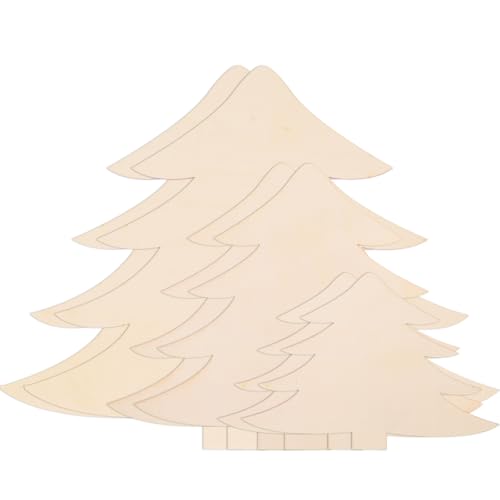 AWIZOM 12 Stück Weihnachtsbaum-Holzausschnitte, unlackiertes Holz, Weihnachtsbaumschilder, unlackierte Holzscheiben für DIY, Basteln, Malen, Weihnachten, Tür, Wanddekoration, 3 Größen von AWIZOM