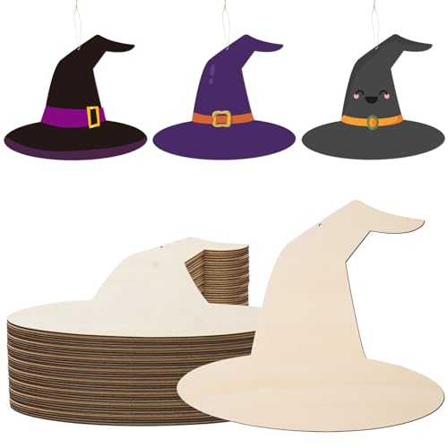 AWIZOM Hexenhut-Holzausschnitte, unlackierte Hexenhut-Holzschilder, blanko, Halloween-Holzornamente mit Bindfaden, für Bastelarbeiten, Malerei, Lasergravur, Projekte, Türaufhänger, Dekoration, 30 x 26 AWIZOM Hexenhut-Holzausschnitte, unlackierte Hexenhut-Holzschilder, blanko, Halloween-Holzornamente mit Bindfaden, für Bastelarbeiten, Malerei, Lasergravur, Projekte, Türaufhänger, Dekoration, 30 x 26 von AWIZOM