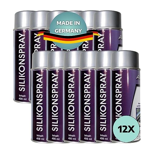 AWOTEX 12 x Silikonspray 400 ml I Schutz für Metall, Kunststoff & Gummi I Silikonspray Gleitspray für Schaniere & Gelenke I Silikonspray Auto bis 200°C hitzebeständig I Gummi Spray von AWOTEX