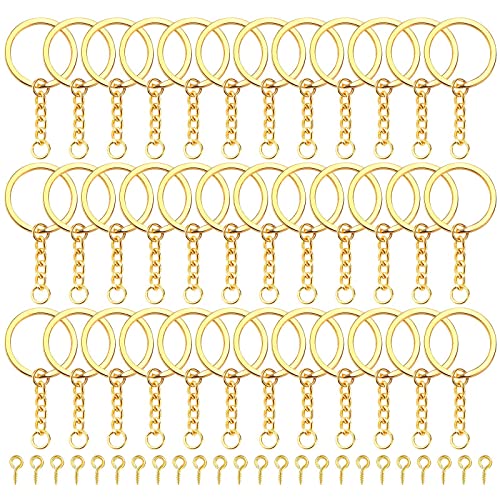 AWYY Zeaying47 180 Stück Schlüsselanhänger aus Gold mit Kette, Schlüsselanhänger aus vergoldetem Metall, Schlüsselanhänger mit Goldkette, für Handwerk, Schmuckherstellung von AWYY