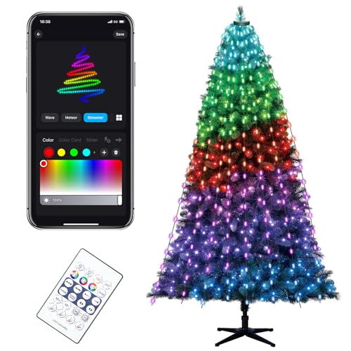 Smart LED Lichterkette Weihnachtsbeleuchtung mit Fernbedienung, 2m x 8 Bunt Weihnachtsbeleuchtung Drinnen und Außen Wasserdicht für Party, Garten, Baum, Weihnachten Deko von AYAMAYA