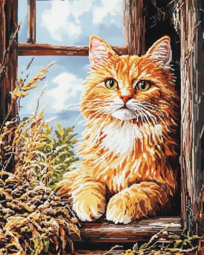 AYAOYANGGO 11CT Cross Stitch Kit Stickset Mit Cartoon-Kätzchen，Fantasietiere，Vorgedrucktes Kreuzstich-Set Für Erwachsene，Anfänger，Fortgeschrittene，Einfaches Kreuzstichmuster 40x50cm von AYAOYANGGO