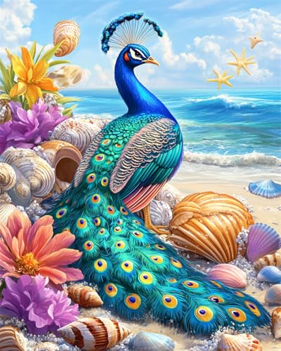 AYAOYANGGO 11CT Stickerei Set Fantasy Beach Pfau Vorgedruckte,Gestempelte Kreuzstich-Sets Für Erwachsene Und Anfänger,Zum Selbermachen,Handarbeitskunst 60x80cm AYAOYANGGO 11CT Stickerei Set Fantasy Beach Pfau Vorgedruckte,Gestempelte Kreuzstich-Sets Für Erwachsene Und Anfänger,Zum Selbermachen,Handarbeitskunst 60x80cm von AYAOYANGGO