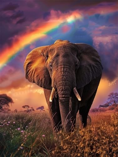 AYAOYANGGO 9CT Diy Bead Embroidery Kit Elefantentier Und Regenbogen Diy-Set Mit Perlen,Handgefertigtes Perlenmalerei-Kit Aus Handarbeit,Bead Embroidery Kits Nadelkunst,Dekor 50x60cm AYAOYANGGO 9CT Diy Bead Embroidery Kit Elefantentier Und Regenbogen Diy-Set Mit Perlen,Handgefertigtes Perlenmalerei-Kit Aus Handarbeit,Bead Embroidery Kits Nadelkunst,Dekor 50x60cm von AYAOYANGGO