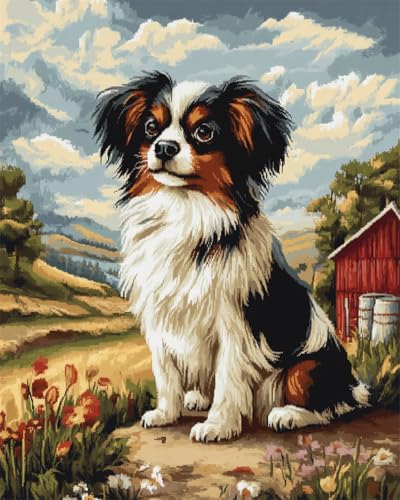 AYAOYANGGO 9CT Diy Bead Embroidery Kit Papillon Stickperlen Farm Dog Diy Perlenstickerei Bastelset Für Anfänger,Handarbeitsset,Nadelspitzenmuster Dekor Wandkunst 40x50cm von AYAOYANGGO