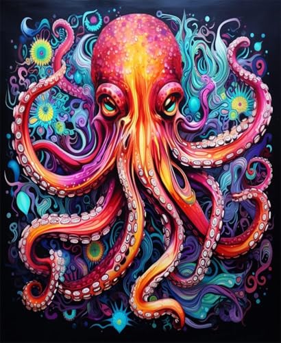 AYAOYANGGO 9CT Diy Perlen-Stickset Buntes Oktopus-Perlenstickerei-Set,Fantasy-Tiere,Diy-Set Mit Perlen,Handgemachtes Perlen-Malset Aus Handarbeit,Handarbeit,Nadelkunst,Dekor 40x50cm von AYAOYANGGO