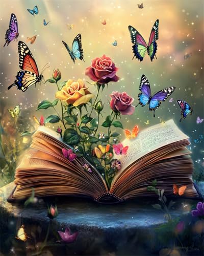 AYAOYANGGO 9CT Diy Perlenstickerei-Set Bücher,Bunte Blumen Und Schmetterlinge Perlenstickerei-Bastelset Für Anfänger,Handarbeitsset,Vorgedrucktes Muster,Dekor,Wandkunst 50x60cm AYAOYANGGO 9CT Diy Perlenstickerei-Set Bücher,Bunte Blumen Und Schmetterlinge Perlenstickerei-Bastelset Für Anfänger,Handarbeitsset,Vorgedrucktes Muster,Dekor,Wandkunst 50x60cm von AYAOYANGGO