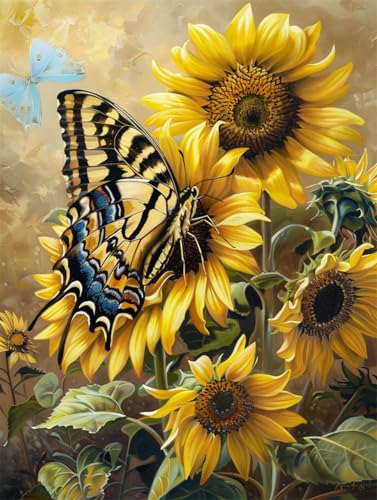 AYAOYANGGO 9CT Diy Perlenstickerei-Set Schmetterling Und Sonnenblume Nadelspitze-Bastelset,Diy-Perlenmalerei,3D-Wandteppich,Perlen-Kreuzstich-Set 50x60cm AYAOYANGGO 9CT Diy Perlenstickerei-Set Schmetterling Und Sonnenblume Nadelspitze-Bastelset,Diy-Perlenmalerei,3D-Wandteppich,Perlen-Kreuzstich-Set 50x60cm von AYAOYANGGO