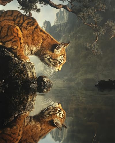 AYAOYANGGO 9CT Diy Perlenstickerei-Set Tiger Und Wasserspiegelung Nadelspitze-Bastelset,Diy-Perlenmalerei,3D-Wandteppich,Perlen-Kreuzstich-Set 50x60cm AYAOYANGGO 9CT Diy Perlenstickerei-Set Tiger Und Wasserspiegelung Nadelspitze-Bastelset,Diy-Perlenmalerei,3D-Wandteppich,Perlen-Kreuzstich-Set 50x60cm von AYAOYANGGO