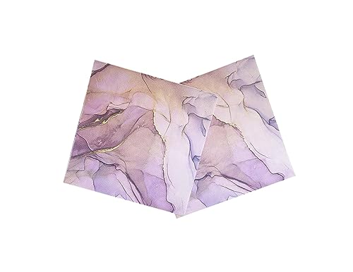 AYAROS 40 Stück lila Rose Marmor Servietten 6,5 x 6,5 Zoll Kunst Malerei Abendessen Servietten für Zuhause, Partys, Hochzeiten und Bankett (2 Stück) von AYAROS