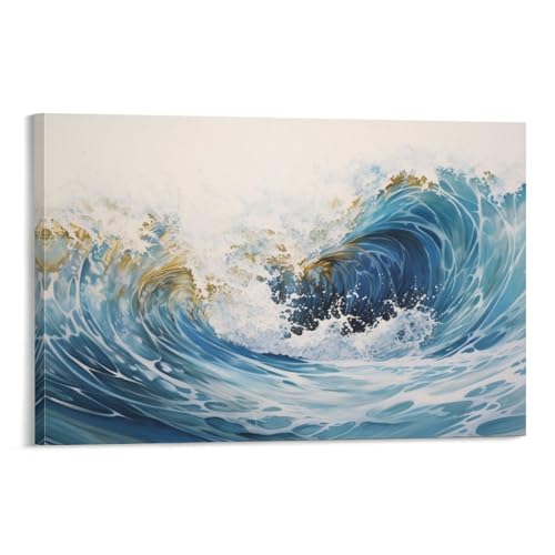 AYAROS Moderne Wellen Malerei Poster Aquarell Schöne Ozean Leinwand Wandkunst Drucke Malerei für Haus Zimmer von AYAROS