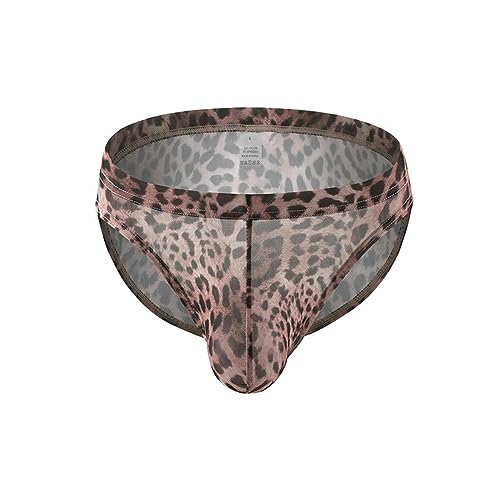 AYAZER Sexy Herren-Slips, Unterwäsche, Netzstoff, durchsichtig, ultradünn, Unterhose, großer Penisbeutel, durchsichtiges Höschen, Leoparden-Bikini-Leopard-M von AYAZER