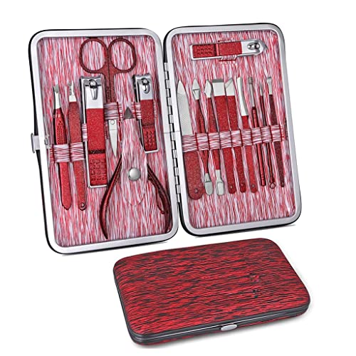 AYCDL 16-teiliges Maniküre-Set, professionelle Pediküre-Pflegewerkzeuge, Edelstahl-Schere, Pinzette, Nagelknipser, Pflegeset, Weiß-Dinosaurier-Doodle4-1Set von AYCDL