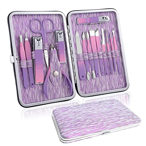 AYCDL 16-teiliges Maniküre-Set, professionelle Pediküre-Pflegewerkzeuge aus Edelstahl, Schere, Pinzette, Nagelknipser, Pflegeset, D-1 Set von AYCDL