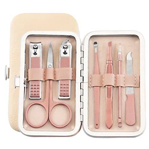 AYCDL 7-teiliges Nagelknipser-Set, tragbares Reise-Edelstahl-Pediküre-Scheren- und Pinzetten-Maniküre-Set, Nagel-Werkzeuge von AYCDL