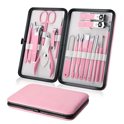 AYCDL Professionelles 18-teiliges Maniküre-Set, Pediküre-Schere, Pinzette, Augenbrauenschneider, Nagelknipser, Edelstahl-Nagelpflege-Werkzeug-Sets von AYCDL