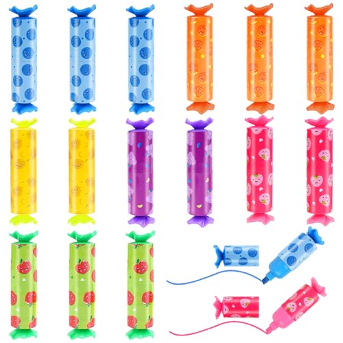 AYESY 15x Textmarker, Mini Textmarkern, Permanent Marker, Bunte Marker Pen Set, Highlighter Stifte für Schule Uni Büro, Candy Style von AYESY