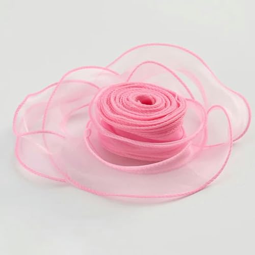 10 Yards/Rolle transparentes Chiffonband, Organza-Satinbänder zum Verpacken, Dekorieren, Hochzeitssträuße, Kränze, Nähzubehör-Hellrosa-10 Yards (9 m) von AYHTUD