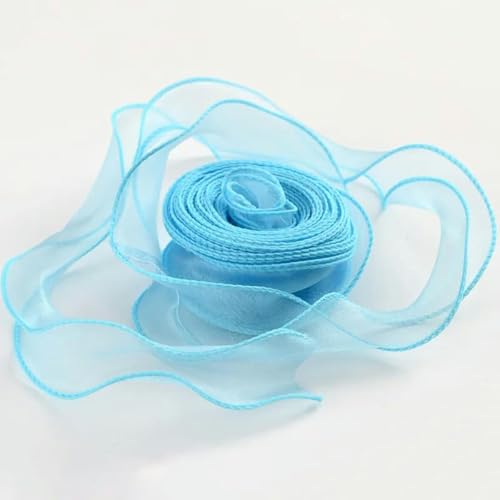 10 Yards/Rolle transparentes Chiffonband, Organza-Satinbänder zum Verpacken, Dekorieren, Hochzeitssträuße, Kränze, Nähzubehör-Himmelblau-10 Yards (9 m) von AYHTUD