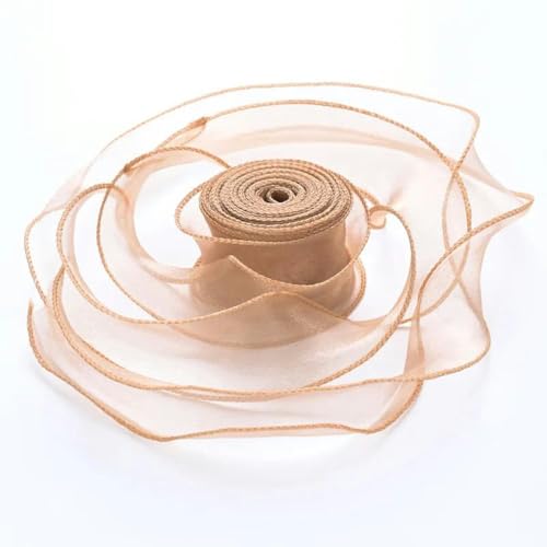 10 Yards/Rolle transparentes Chiffonband, Organza-Satinbänder zum Verpacken, Dekorieren, Hochzeitssträuße, Kränze, Nähzubehör-Kaisergold-10 Yards (9 m) von AYHTUD