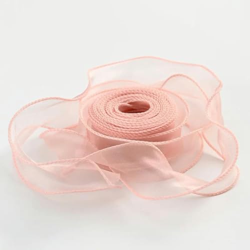 10 Yards/Rolle transparentes Chiffonband, Organza-Satinbänder zum Verpacken, Dekorieren, Hochzeitssträuße, Kränze, Nähzubehör-Korallenrosa-10 Yards (9 m) von AYHTUD