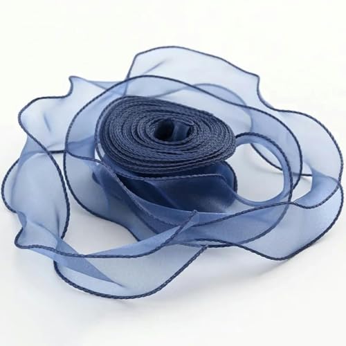 10 Yards/Rolle transparentes Chiffonband, Organza-Satinbänder zum Verpacken, Dekorieren, Hochzeitssträuße, Kränze, Nähzubehör-Marineblau-10 Yards (9 m) von AYHTUD