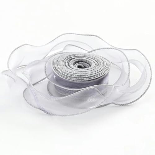 10 Yards/Rolle transparentes Chiffonband, Organza-Satinbänder zum Verpacken, Dekorieren, Hochzeitssträuße, Kränze, Nähzubehör-grau-10 Yards (9 m) von AYHTUD