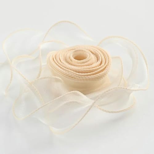 10 Yards/Rolle transparentes Chiffonband, Organza-Satinbänder zum Verpacken, Dekorieren, Hochzeitssträuße, Kränze, Nähzubehör-milchig weiß-10 Yards (9 m) von AYHTUD