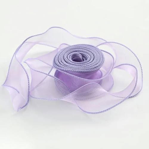 10 Yards/Rolle transparentes Chiffonband, Organza-Satinbänder zum Verpacken, Dekorieren, Hochzeitssträuße, Kränze, Nähzubehör-violett-10 Yards (9 m) von AYHTUD