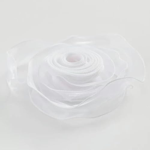 10 Yards/Rolle transparentes Chiffonband, Organza-Satinbänder zum Verpacken, Dekorieren, Hochzeitssträuße, Kränze, Nähzubehör-weiß-10 Yards (9 m) von AYHTUD