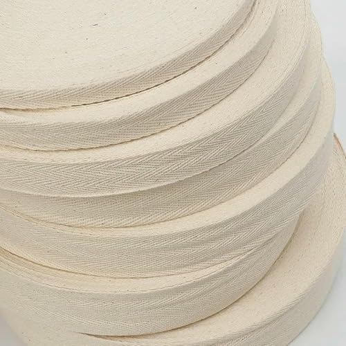 10 mm/15 mm/20 mm/25 mm/30 mm/40 mm/50 mm/60 mm beige Baumwollbänder Gurtband Fischgräten-Twillband für Taschen, Kleidung, Heimtextilien 50y-20 mm-beige 50 Yards von AYHTUD