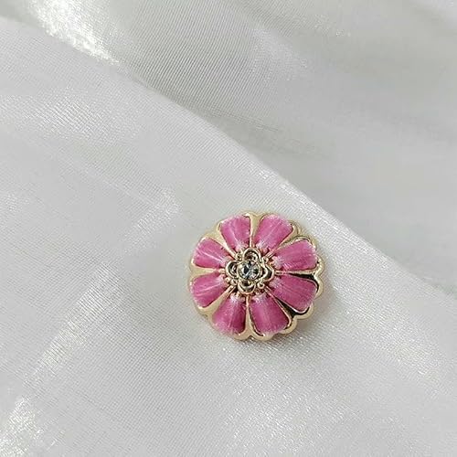 18/20/23/25 MM, bunte handgefertigte Ösenknöpfe mit Blumenmuster für Kleidung, modisches Dekor, Metallknopf zum Nähen, DIY, Rosa, 18 mm, 6 Stück von AYHTUD