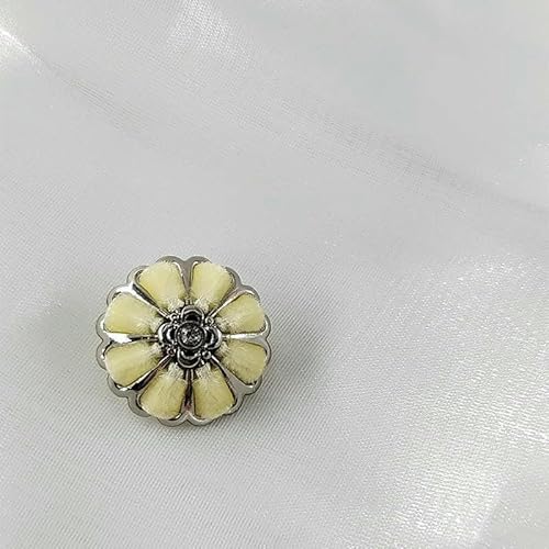 18/20/23/25 MM Bunte handgefertigte Ösenknöpfe mit Blumenmuster für Kleidung, modisches Dekor, Metallknopf zum Nähen, DIY, gelb, 18 mm, 6 Stück von AYHTUD