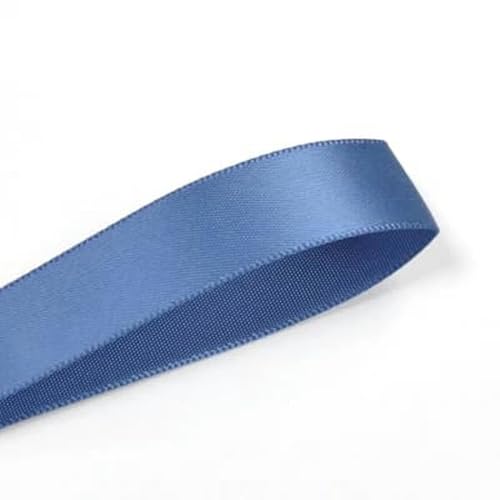 25 28 32 38 mm 100 Yards/Los doppelseitiges Satinband hell- und dunkelblau für Party-Hochzeitsdekoration handgefertigte Rosenblüten-Rauchblau 363-38 mm von AYHTUD