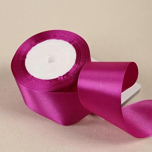 25 Yards/Rolle 50 mm Bänder für DIY-Schleifenbastelarbeiten Polyester-Satinbänder Weihnachtsdekorationszubehör Klebeband Hochzeitsverpackung- von AYHTUD