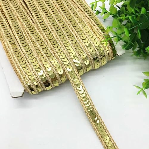 3 Yards 13,0 mm Paillettenband Spitzenbesatz Paillettenstoff für Kleid Kleidung Kopfschmuck Braut Nähzubehör DIY-Golden von AYHTUD