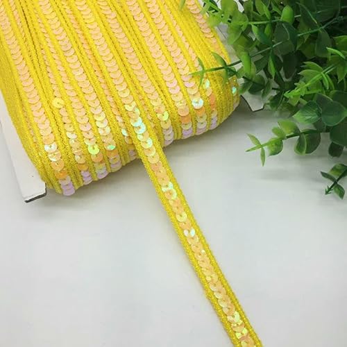 3 Yards 13,0 mm Paillettenband Spitzenbesatz Paillettenstoff für Kleider Kleidung Kopfschmuck Braut Nähzubehör DIY-Gelb von AYHTUD