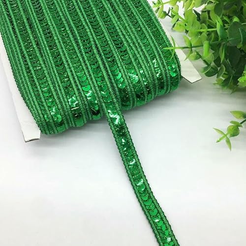 3 Yards 13,0 mm Paillettenband Spitzenbesatz Paillettenstoff für Kleider Kleidung Kopfschmuck Braut Nähzubehör DIY-Grün von AYHTUD