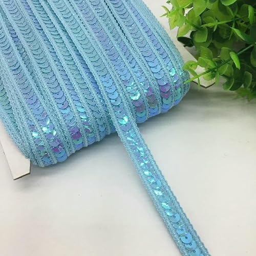 3 Yards 13,0 mm Paillettenband Spitzenbesatz Paillettenstoff für Kleider Kleidung Kopfschmuck Braut Nähzubehör DIY-Himmelblau von AYHTUD