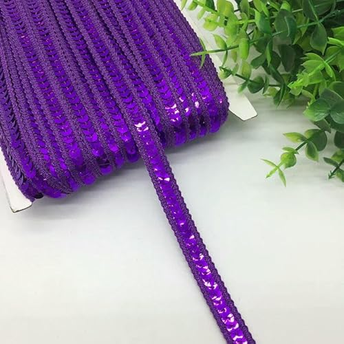 3 Yards 13,0 mm Paillettenband Spitzenbesatz Paillettenstoff für Kleider Kleidung Kopfschmuck Braut Nähzubehör DIY-Lila von AYHTUD