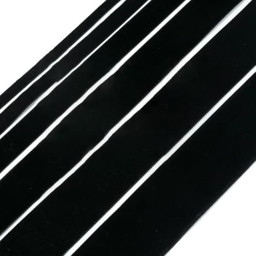 5–10 Yards/Rolle Samtbänder, schwarz, weinrot, einseitig beflocktes Gurtband für DIY-Weihnachtsbasteleien, Verpackungsdekorationen, Schwarz, 20 mm, 10 Yard von AYHTUD