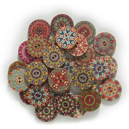 50/100 Stück, Retro-Serie, bemalte runde Holzknöpfe, Handarbeit, Nähen, Scrapbook, Kleidung, Basteln, Zubehör, Karte, 15–25 mm, 100 Stück, Größe gemischt 50/100 Stück, Retro-Serie, bemalte runde Holzknöpfe, Handarbeit, Nähen, Scrapbook, Kleidung, Basteln, Zubehör, Karte, 15–25 mm, 100 Stück, Größe gemischt von AYHTUD