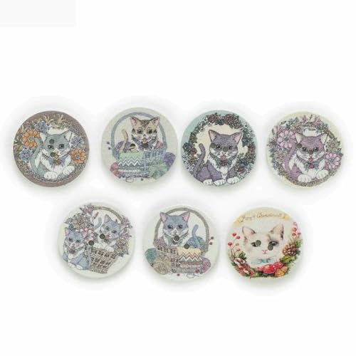 50 Stück Holzknöpfe mit Katzenmotiv, Serie „Blumendruck“, Handarbeit, Nähen, Scrapbooking, Kleidung, Basteln, Zubehör, Karte, 20–25 mm, C, 20 mm 50 Stück Holzknöpfe mit Katzenmotiv, Serie „Blumendruck“, Handarbeit, Nähen, Scrapbooking, Kleidung, Basteln, Zubehör, Karte, 20–25 mm, C, 20 mm von AYHTUD