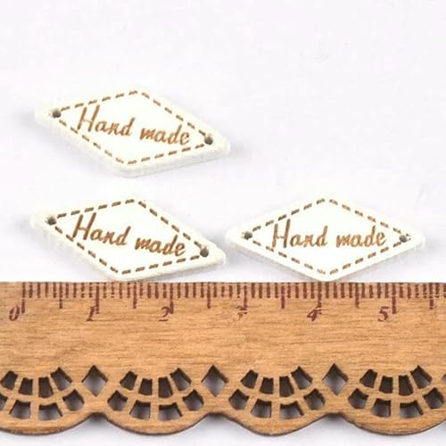 50 Stück gemischte Holzknöpfe "Handgemacht" Anhänger zum Nähen von Kleidung, Schuhen, Holzanhänger, DIY, handgefertigt, Scrapbooking, Basteln, Dekor, Zubehör-mt091 50 Stück gemischte Holzknöpfe "Handgemacht" Anhänger zum Nähen von Kleidung, Schuhen, Holzanhänger, DIY, handgefertigt, Scrapbooking, Basteln, Dekor, Zubehör-mt091 von AYHTUD