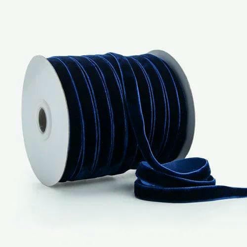 50 Yards/Rolle Samt-Beflockungsband Blumen Handgefertigte Kleidungsaccessoires Zarte Samtbox-Dekoration DIY-Backbänder-Marineblau-1 cm Samtband von AYHTUD