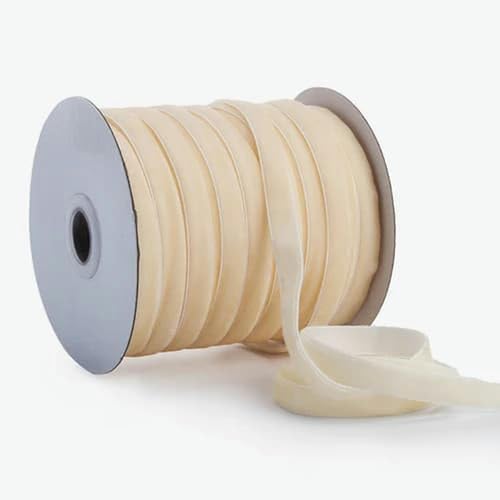 50 Yards/Rolle Samtband Hochzeitsfeier-Dekoration Handgemachtes Band zum Verpacken von Haarschleifen DIY Weihnachtsband 1 cm Breite-beige-1 cm Samtband von AYHTUD