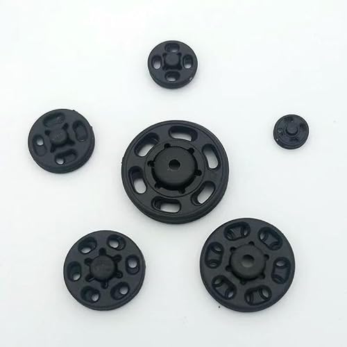 50er-Set 7–21 mm schwarze/weiße/durchsichtige runde Druckknöpfe für Puppenkleidung, Verschlüsse zum Selbernähen, Basteln, Scrapbooking-Zubehör-Schwarz-7MM von AYHTUD